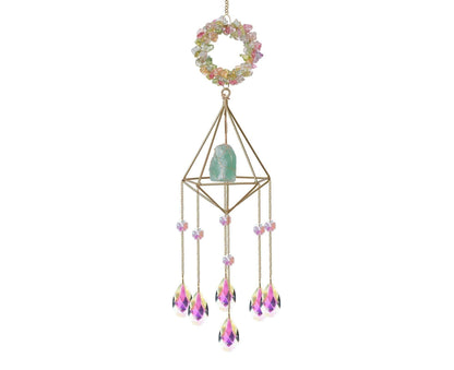 Sparkling Faux Crystal Hangable Wall Hanging Windbell-Multicolor V1263-JX-508