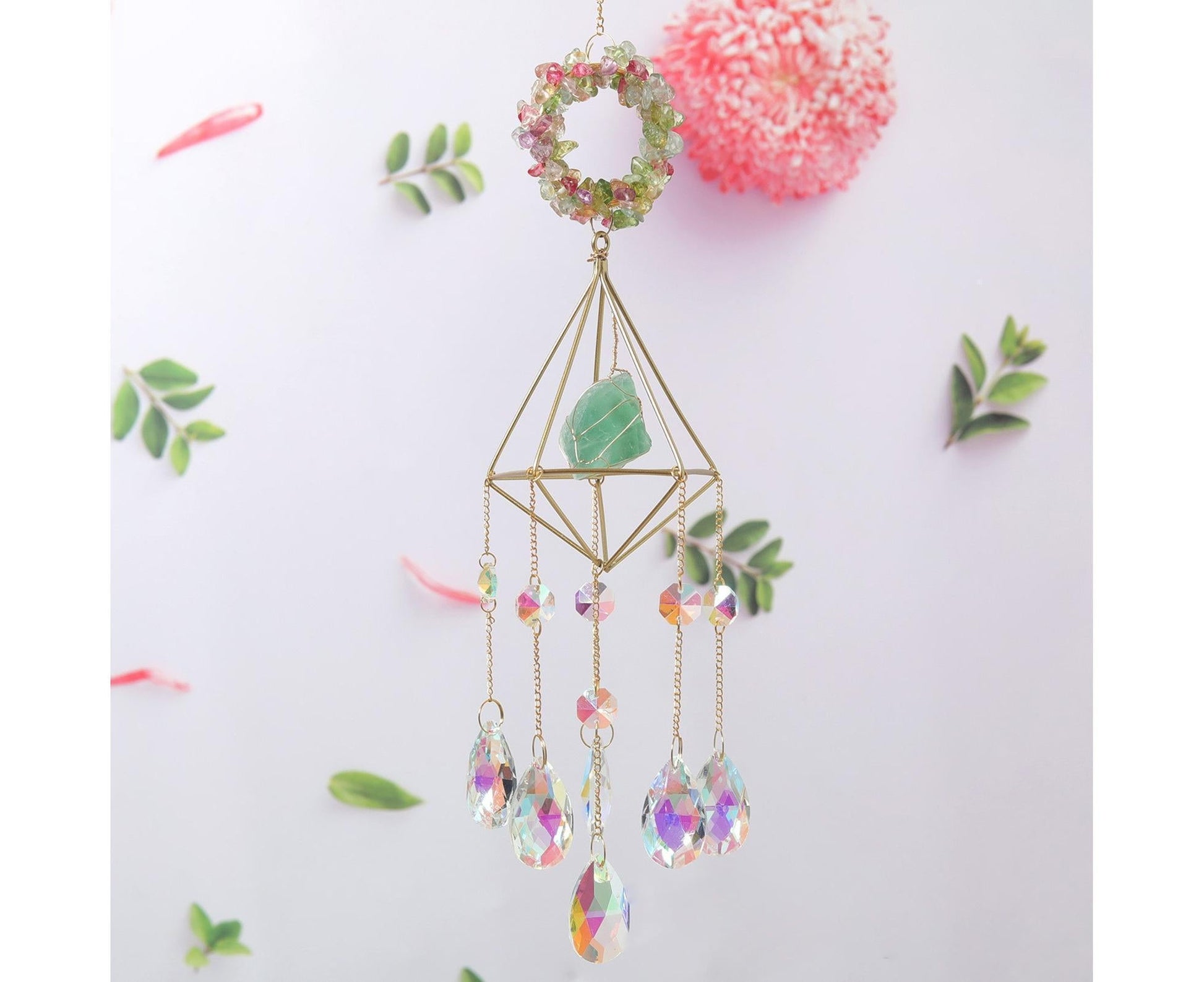 Sparkling Faux Crystal Hangable Wall Hanging Windbell-Multicolor V1263-JX-508