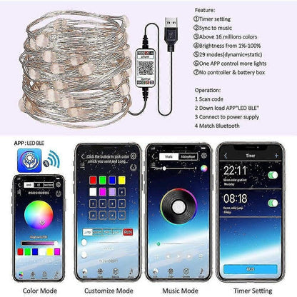 RGB Fairy String Lights, Indoor Outdoor Color Changing Music Twinkle Lights V1263-JX-5087