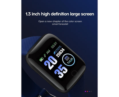 116Plus Sports Android IOS Bluetooth Touch Water Resistant Screen Fitness Tracker Smart Wrist Bracelet - Black V1263-JX-509