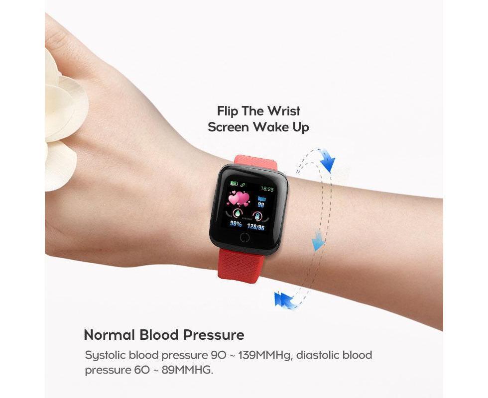 116Plus Sports Android IOS Bluetooth Touch Water Resistant Screen Fitness Tracker Smart Wrist Bracelet - Black V1263-JX-509