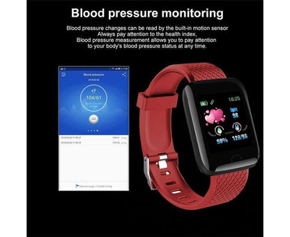 116Plus Sports Android IOS Bluetooth Touch Water Resistant Screen Fitness Tracker Smart Wrist Bracelet - Black V1263-JX-509
