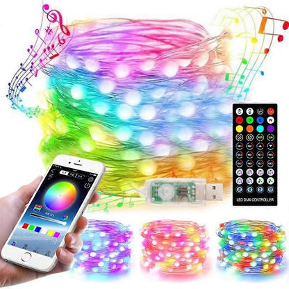 Christmas Tree LED String Lights, 10M Music Sync Bluetooth Remote Control V1263-JX-5090