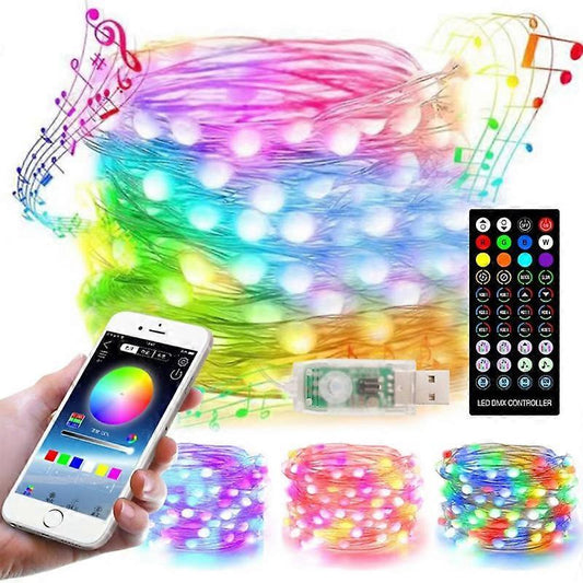 Christmas Tree LED String Lights, 10M Music Sync Bluetooth Remote Control V1263-JX-5090