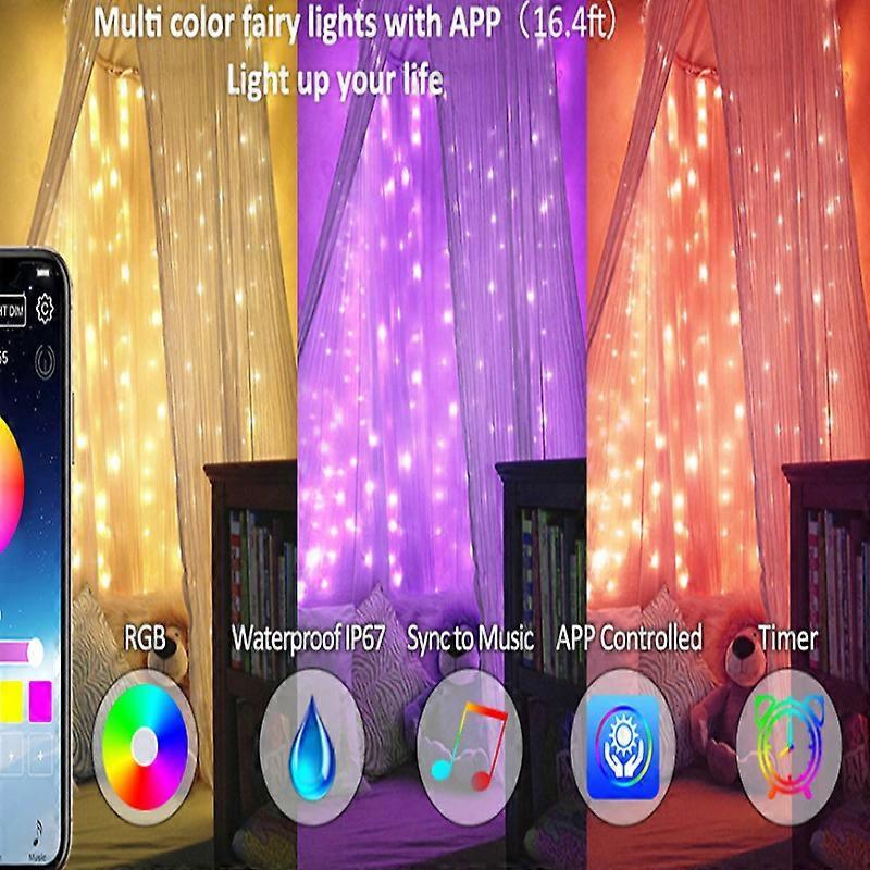 Christmas Tree LED String Lights, 10M Music Sync Bluetooth Remote Control V1263-JX-5090