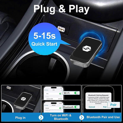 2-in-1 Wireless CarPlay Adapter for CarPlay & Android Auto, Plug & Play Dongle V1263-JX-5094