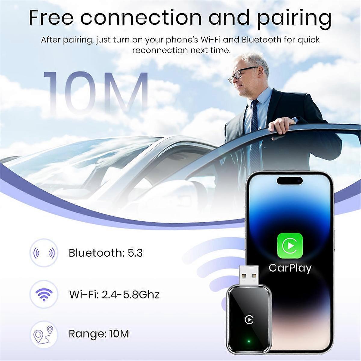 Wireless CarPlay Adapter, Wired to Wireless CarPlay Converter with USB Cable V1263-JX-5097