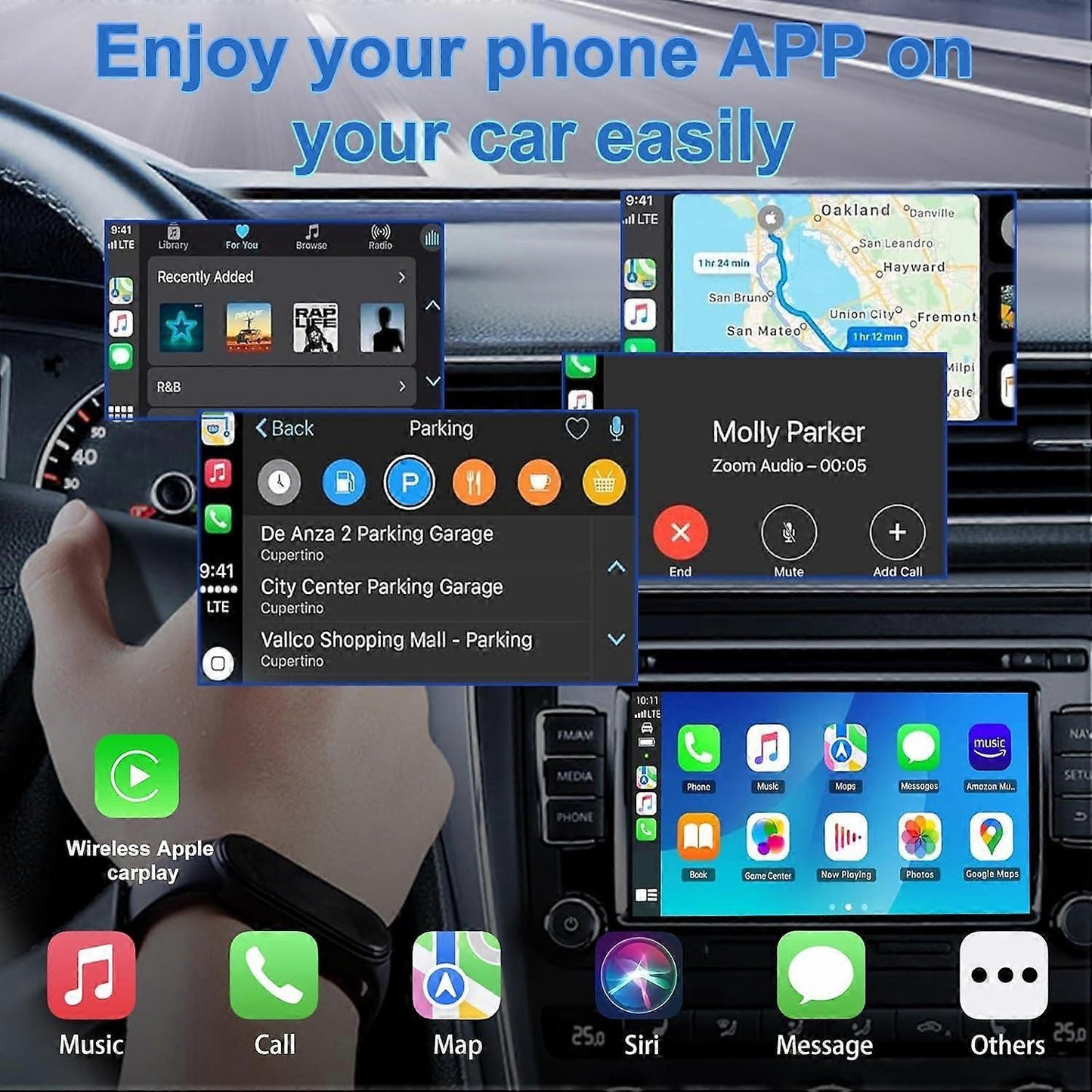 Wireless CarPlay Adapter, Convert Wired CarPlay to Wireless Plug & Play Dongle V1263-JX-5098