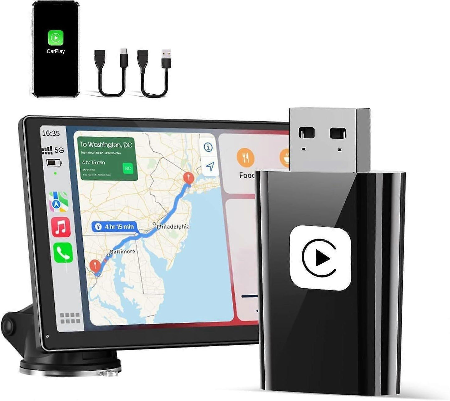 Wireless CarPlay Adapter, Fast & Compact CarPlay Dongle Converter V1263-JX-5100