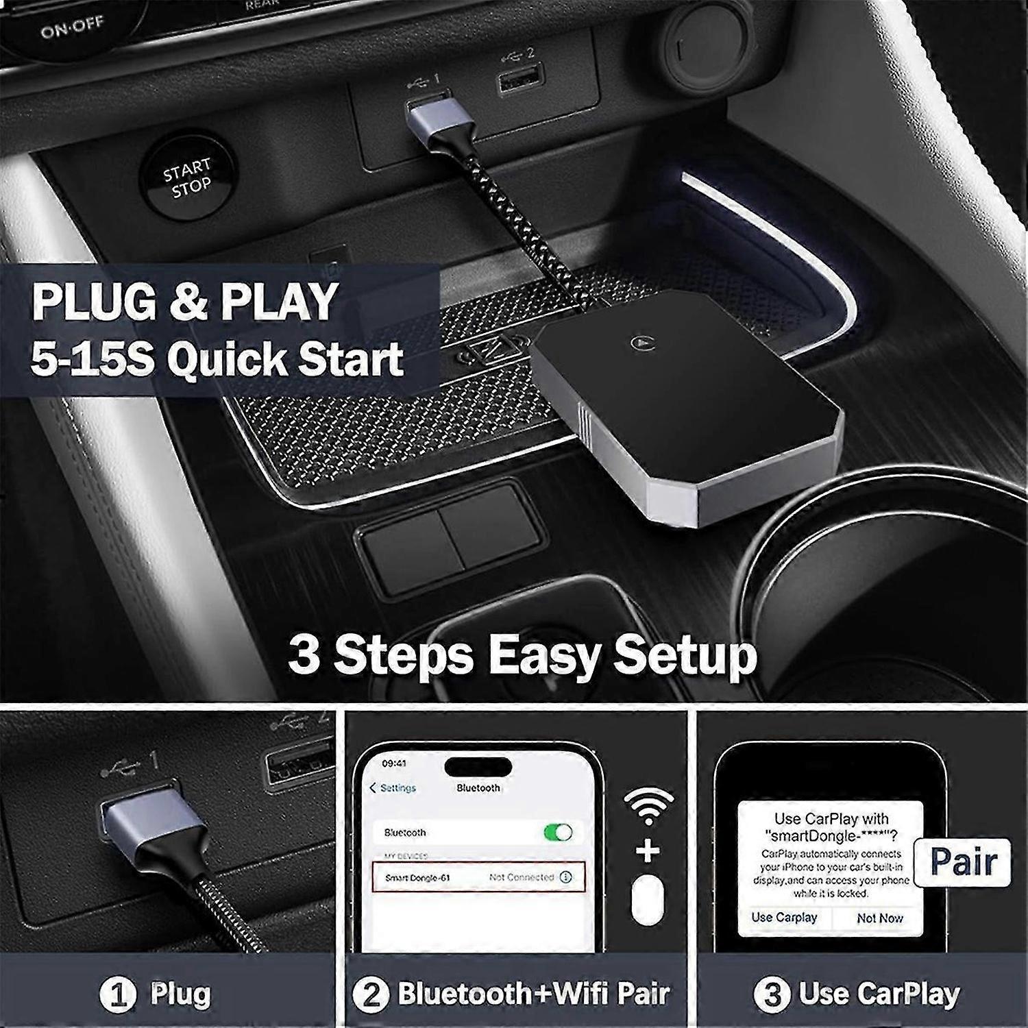 Wireless CarPlay Adapter, Upgrade Wired CarPlay to Wireless Easily V1263-JX-5101