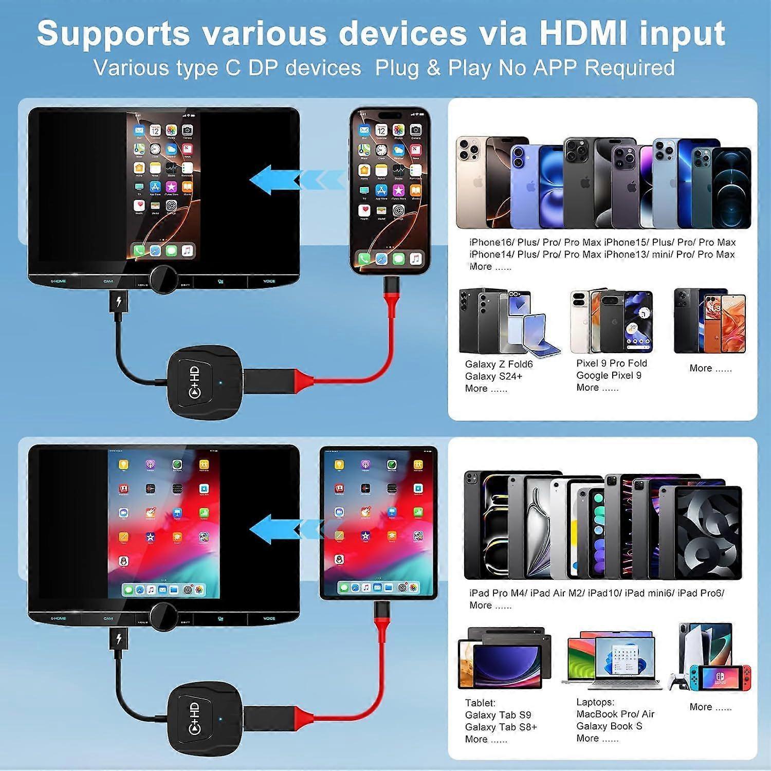 Wireless CarPlay Adapter for iphone, Plug & Play CarPlay Dongle V1263-JX-5108