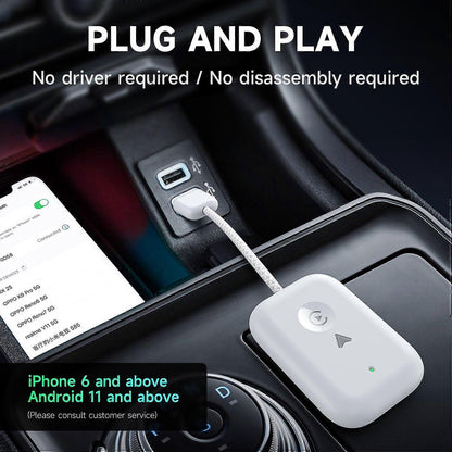 Apple CarPlay & Android Auto Wireless Adapter, Plug & Play Car Dongle V1263-JX-5116
