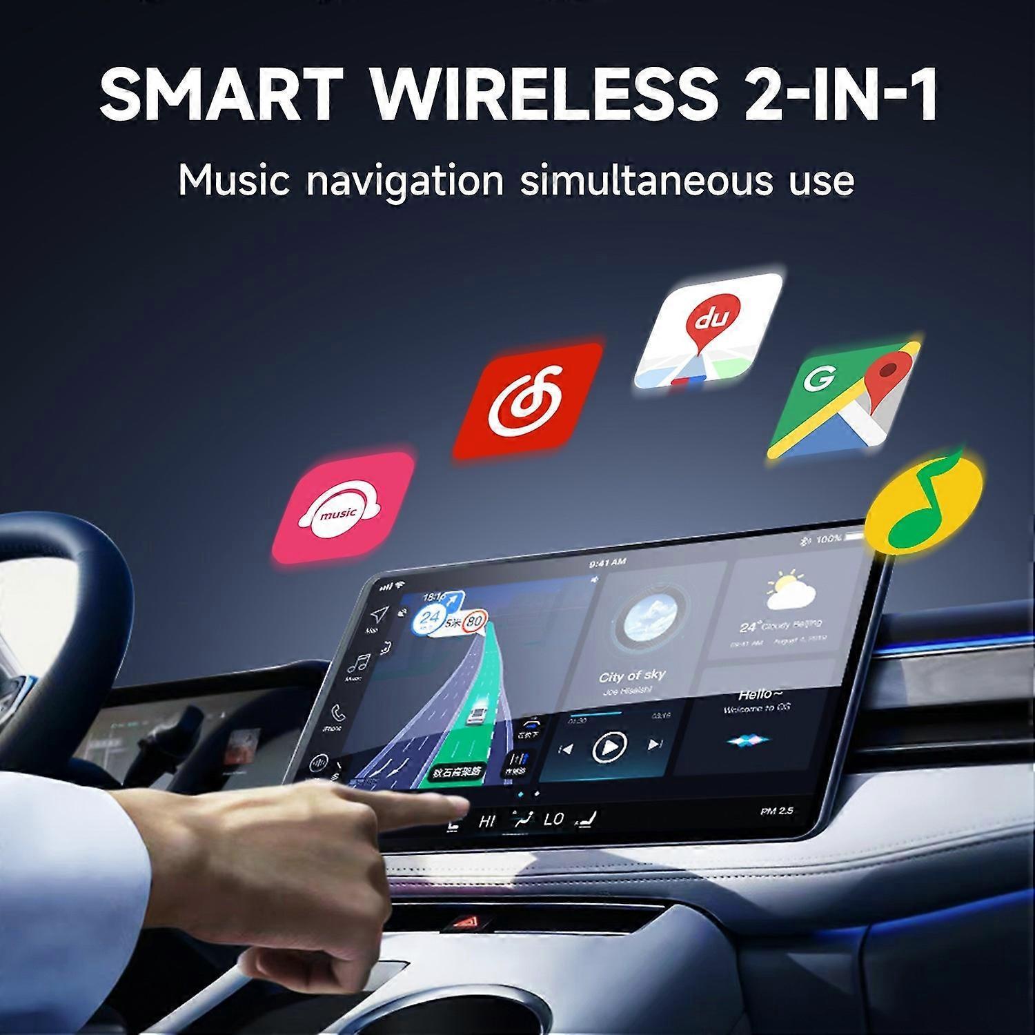 Apple CarPlay & Android Auto Wireless Adapter, Plug & Play Car Dongle V1263-JX-5116