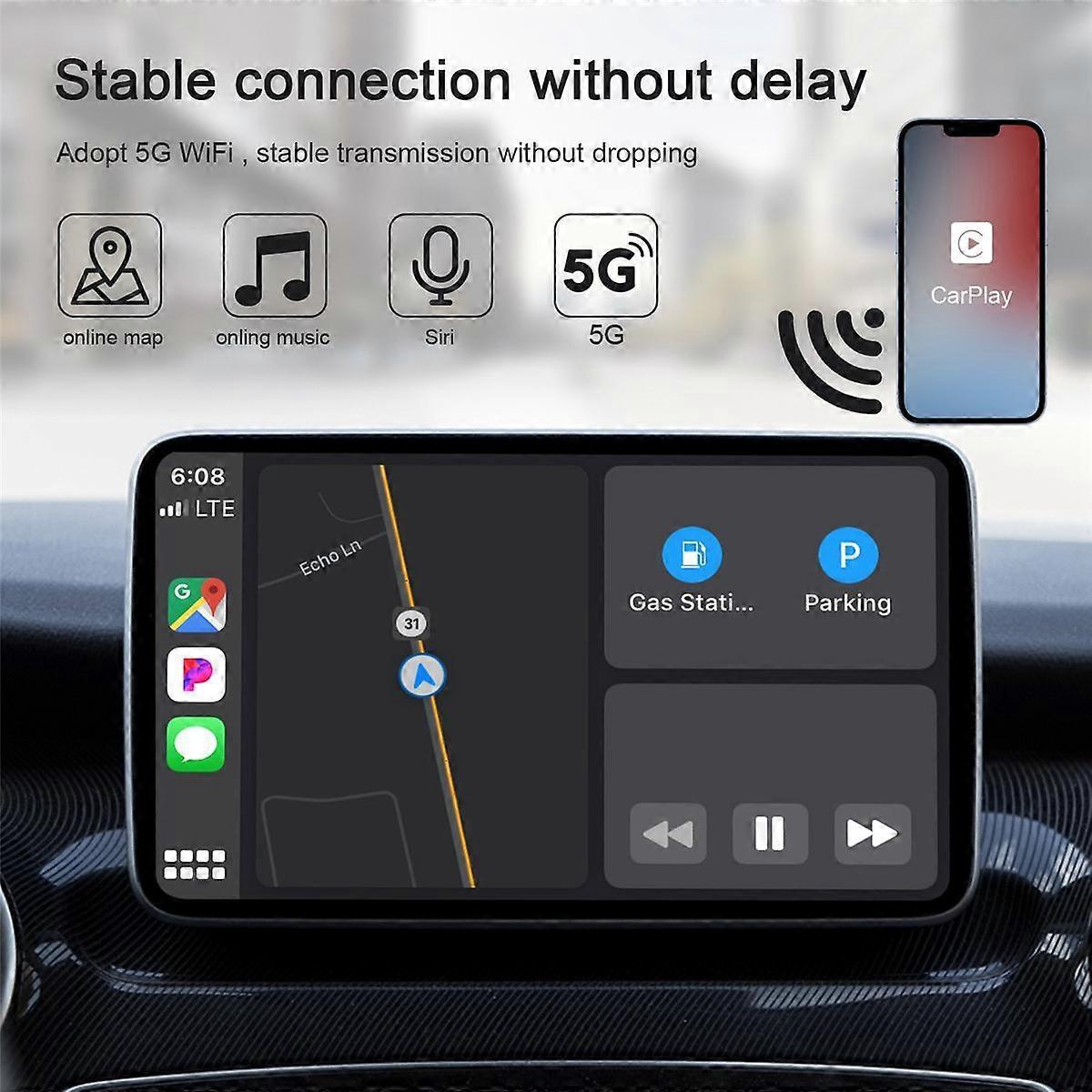 CarPlay Wireless Adapter, Wired to Wireless Dongle with WiFi Online Update V1263-JX-5117