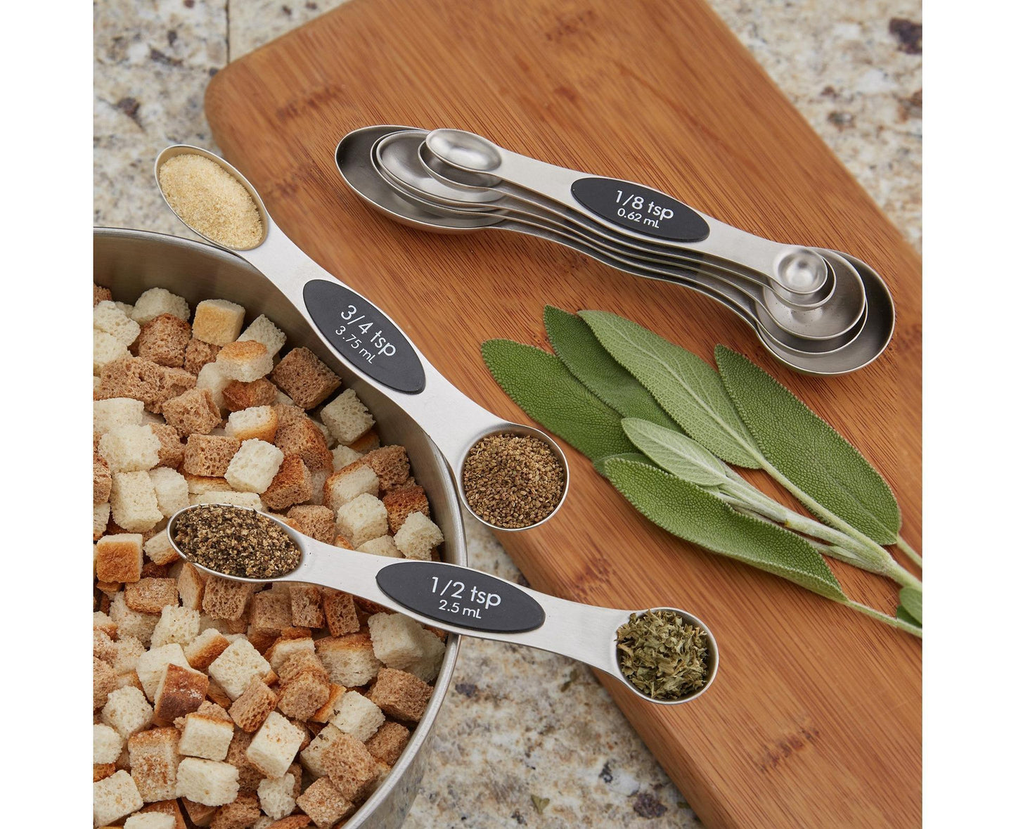 Double-heads Measuring Spoon Stainless Steel Kitchen Gadget-Black V1263-JX-512