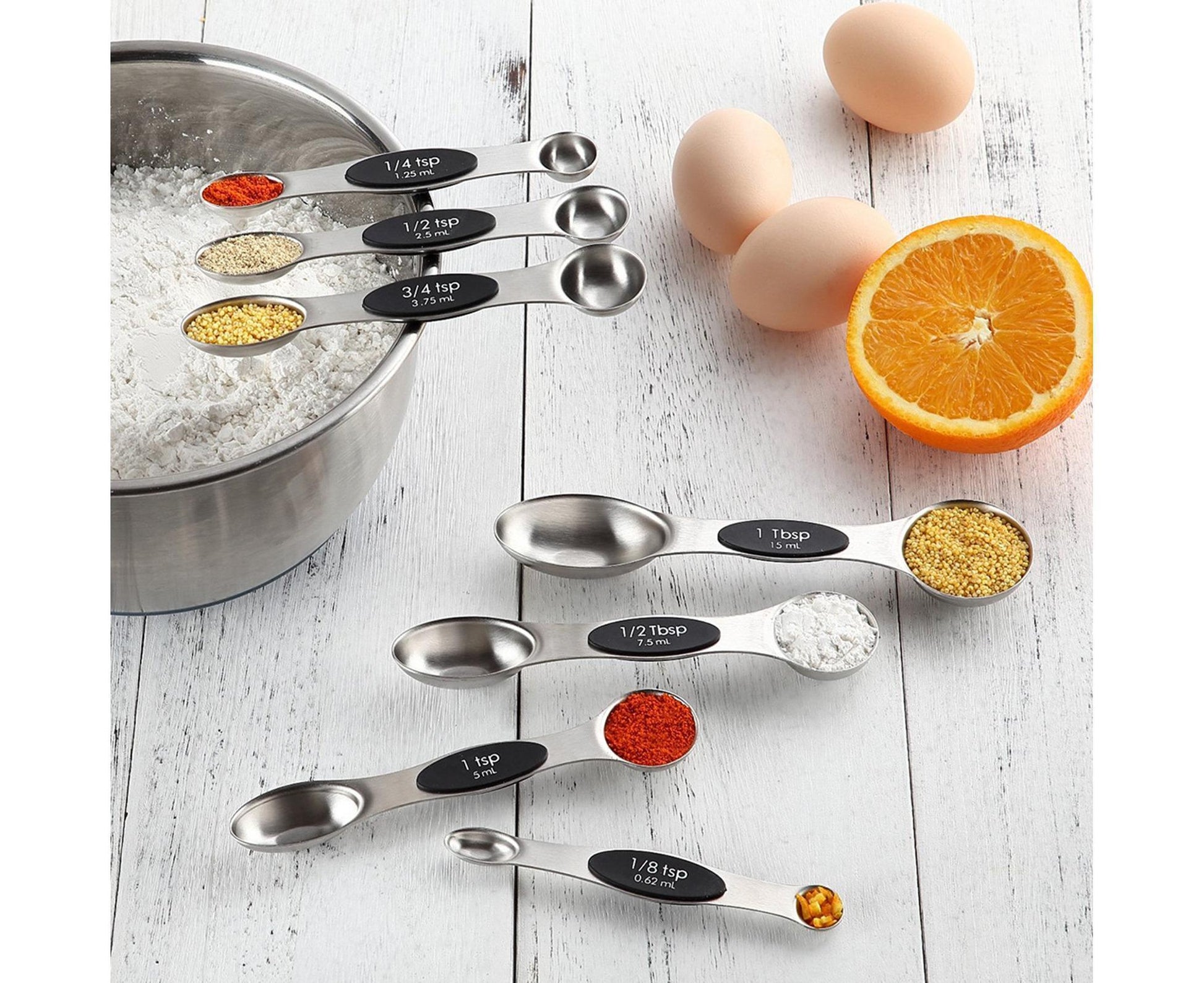 Double-heads Measuring Spoon Stainless Steel Kitchen Gadget-Black V1263-JX-512