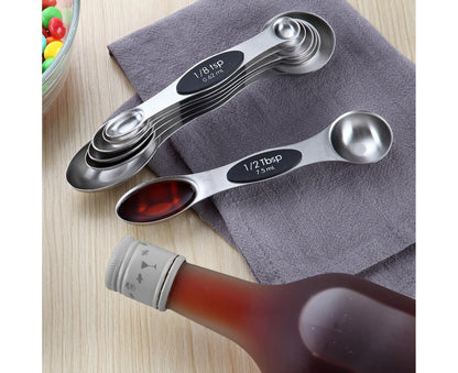Double-heads Measuring Spoon Stainless Steel Kitchen Gadget-Black V1263-JX-512