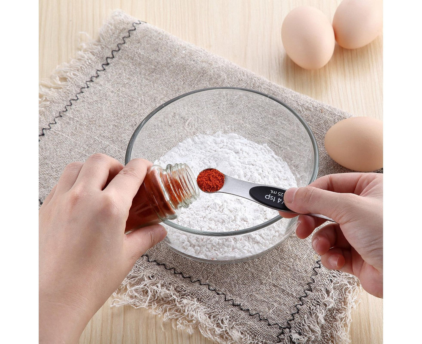 Double-heads Measuring Spoon Stainless Steel Kitchen Gadget-Black V1263-JX-512