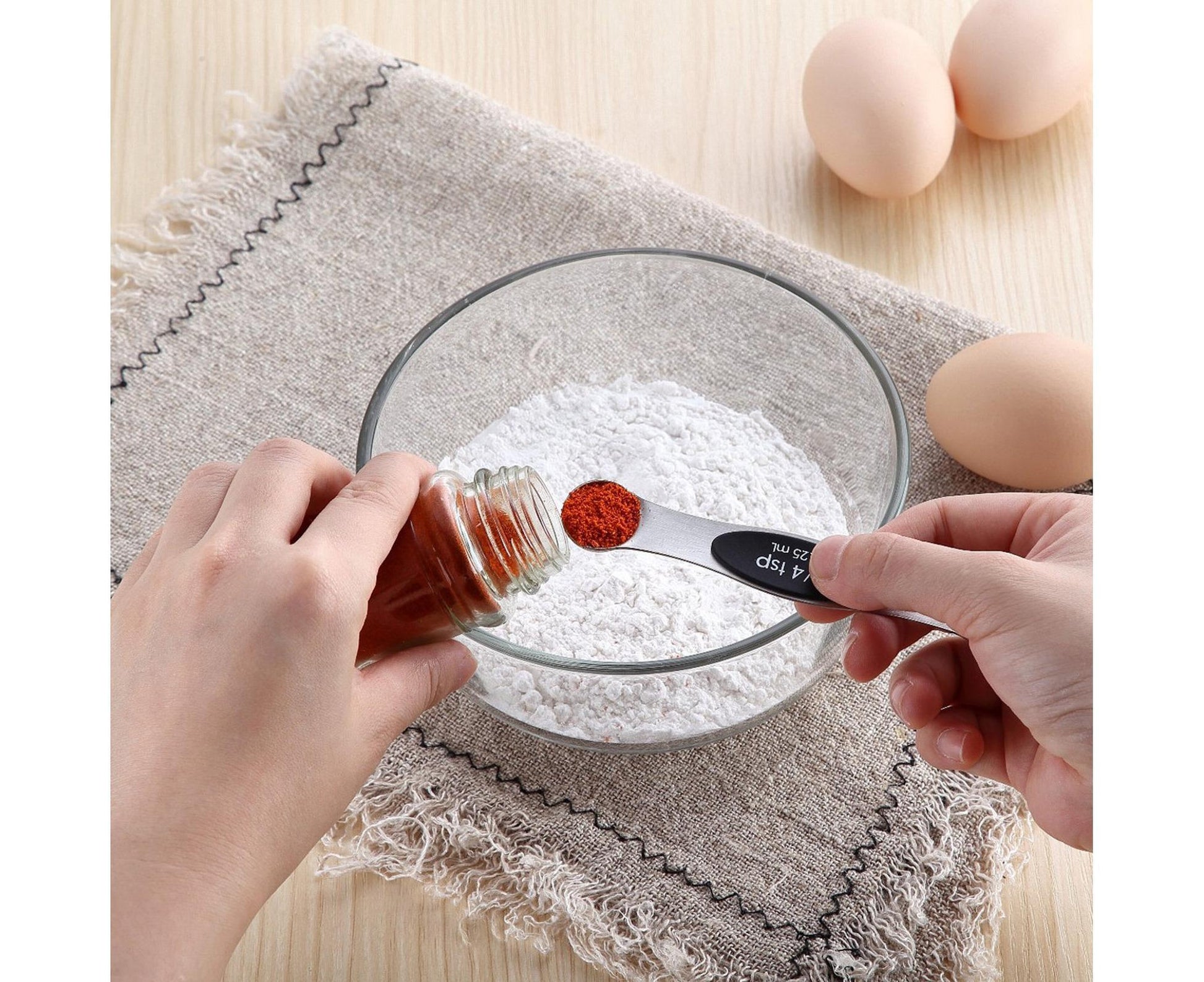 Double-heads Measuring Spoon Stainless Steel Kitchen Gadget-Black V1263-JX-512
