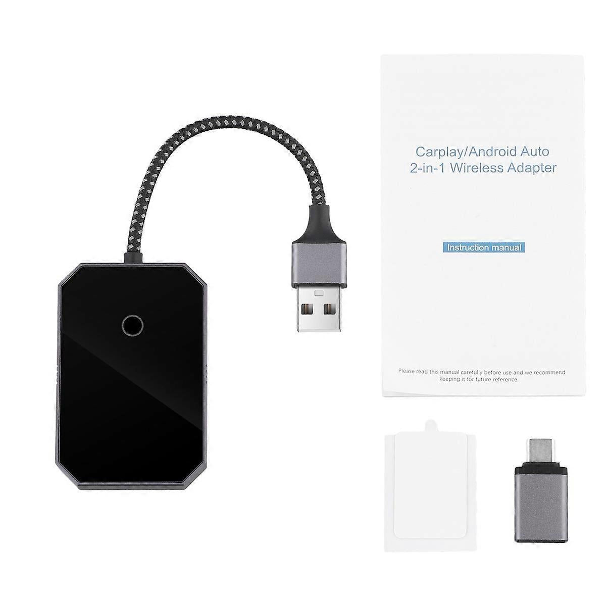 2 in 1 Wireless CarPlay Adapter, Convert Wired to Wireless CarPlay Box V1263-JX-5120