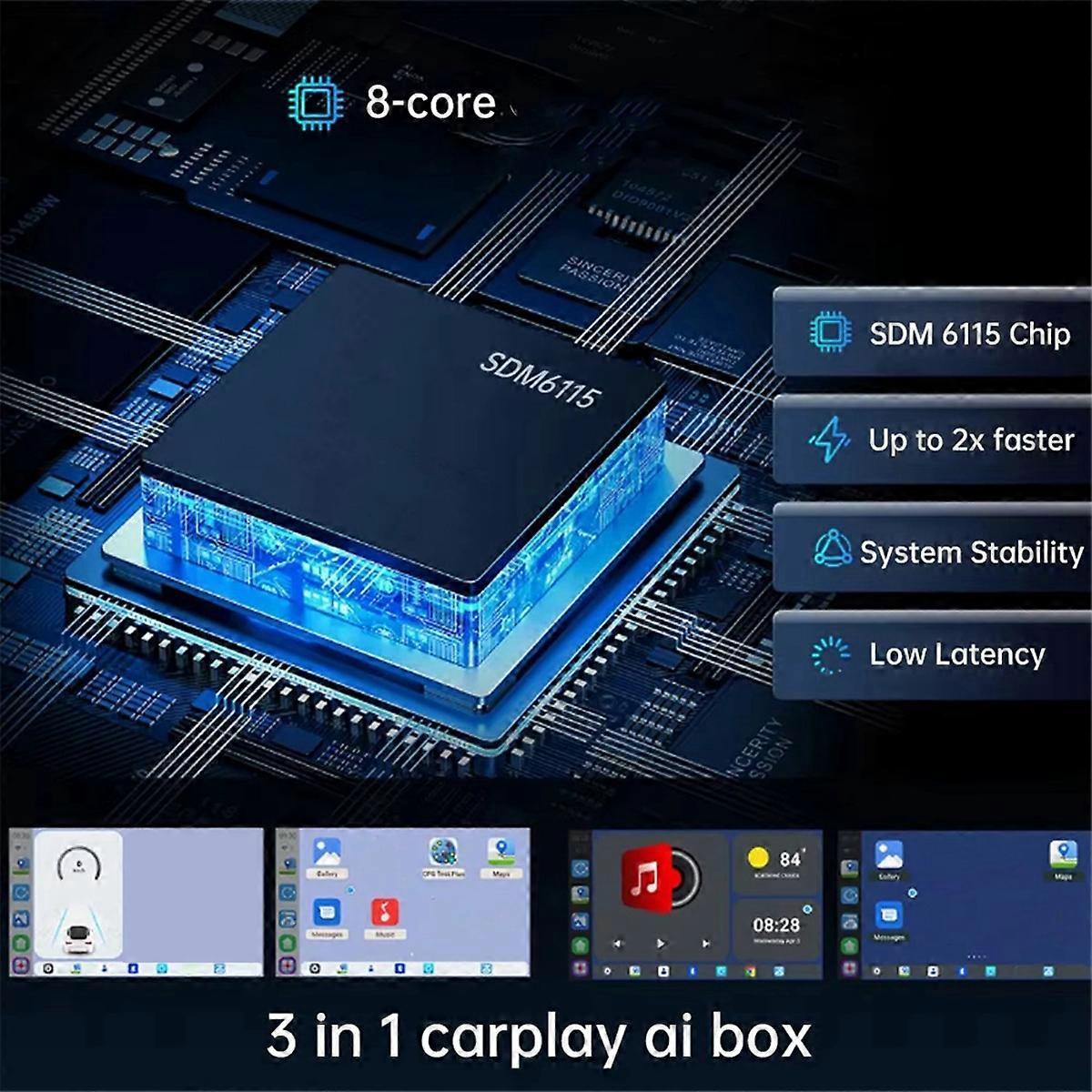 Smart Car AI Box Android 13.0, 2+32GB Wired to Wireless CarPlay Adapter V1263-JX-5125