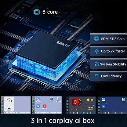 Smart Car AI Box Android 13.0, 2+32GB Wired to Wireless CarPlay Adapter V1263-JX-5125
