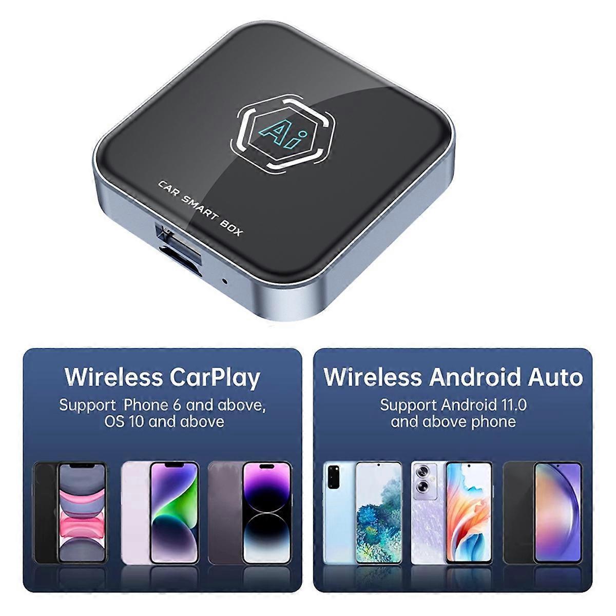 Smart Car AI Box Android 13.0, 2+32GB Wired to Wireless CarPlay Adapter V1263-JX-5125