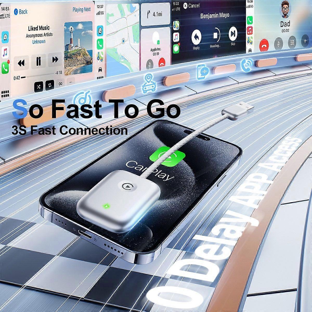USB Wireless CarPlay Adapter, Plug & Play Dongle V1263-JX-5130