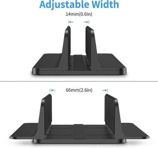 Vertical Aluminum Laptop Stand, Adjustable Desk Holder, Black V1263-JX-5156