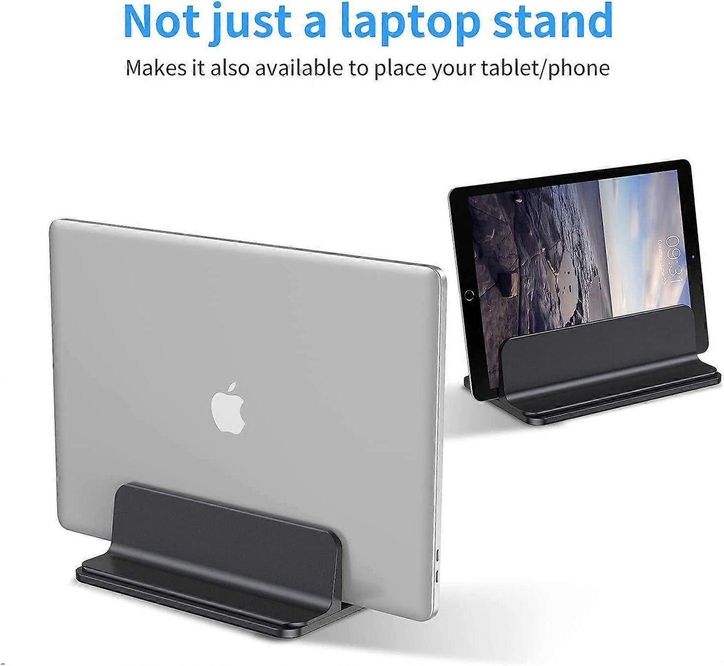 Vertical Aluminum Laptop Stand, Adjustable Desk Holder, Black V1263-JX-5156