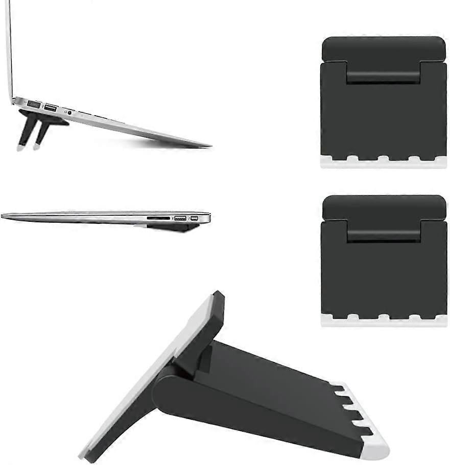 Set of 2 Mini Black Laptop Stands, Invisible Foldable Lightweight Holder for Laptop/Tablet V1263-JX-5162