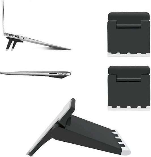 Set of 2 Mini Black Laptop Stands, Invisible Foldable Lightweight Holder for Laptop/Tablet V1263-JX-5162