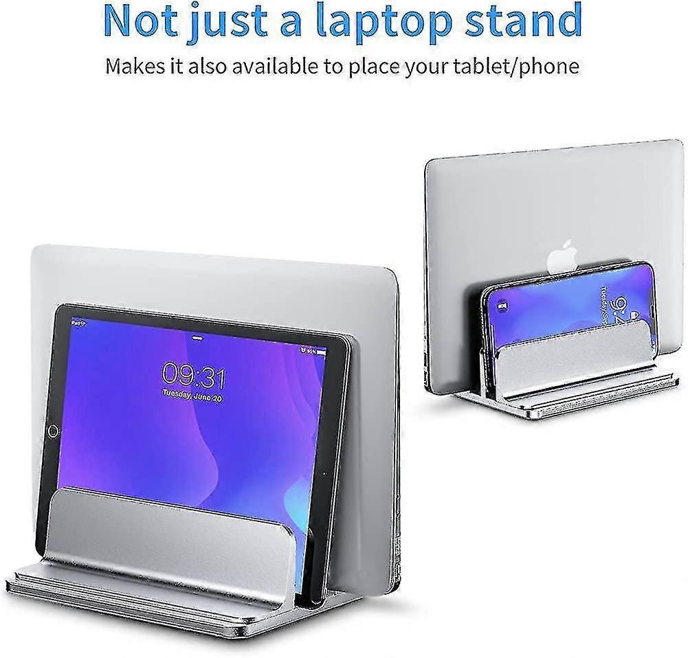 Double Vertical Aluminum Laptop Stand, Adjustable Desk Holder V1263-JX-5166