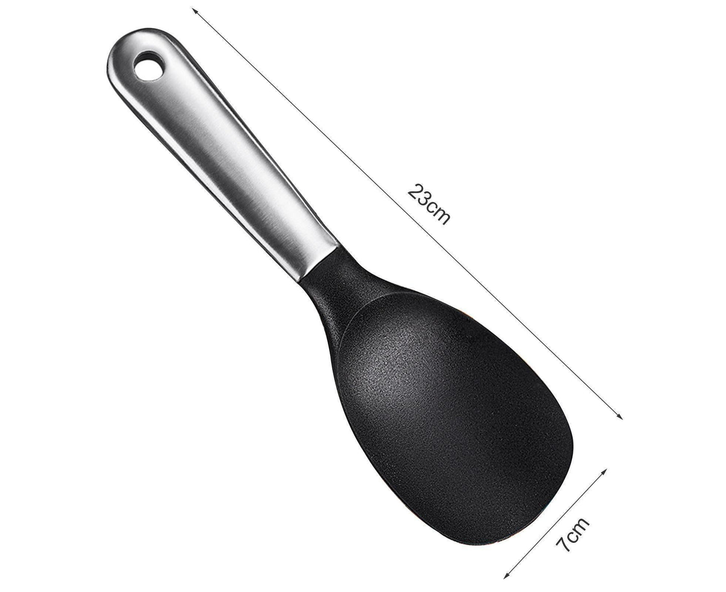 Scoop Thickened Anti-slip Stainless Steel Practical Rice Spoon for Kitchen-Black V1263-JX-517
