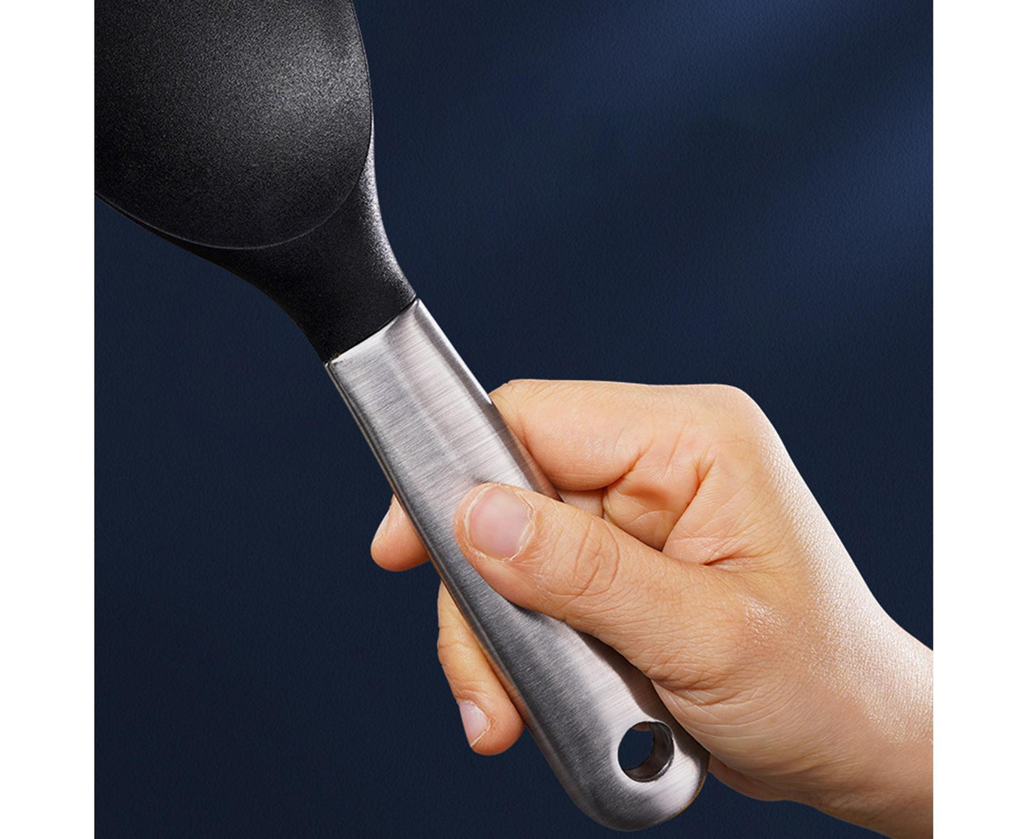 Scoop Thickened Anti-slip Stainless Steel Practical Rice Spoon for Kitchen-Black V1263-JX-517