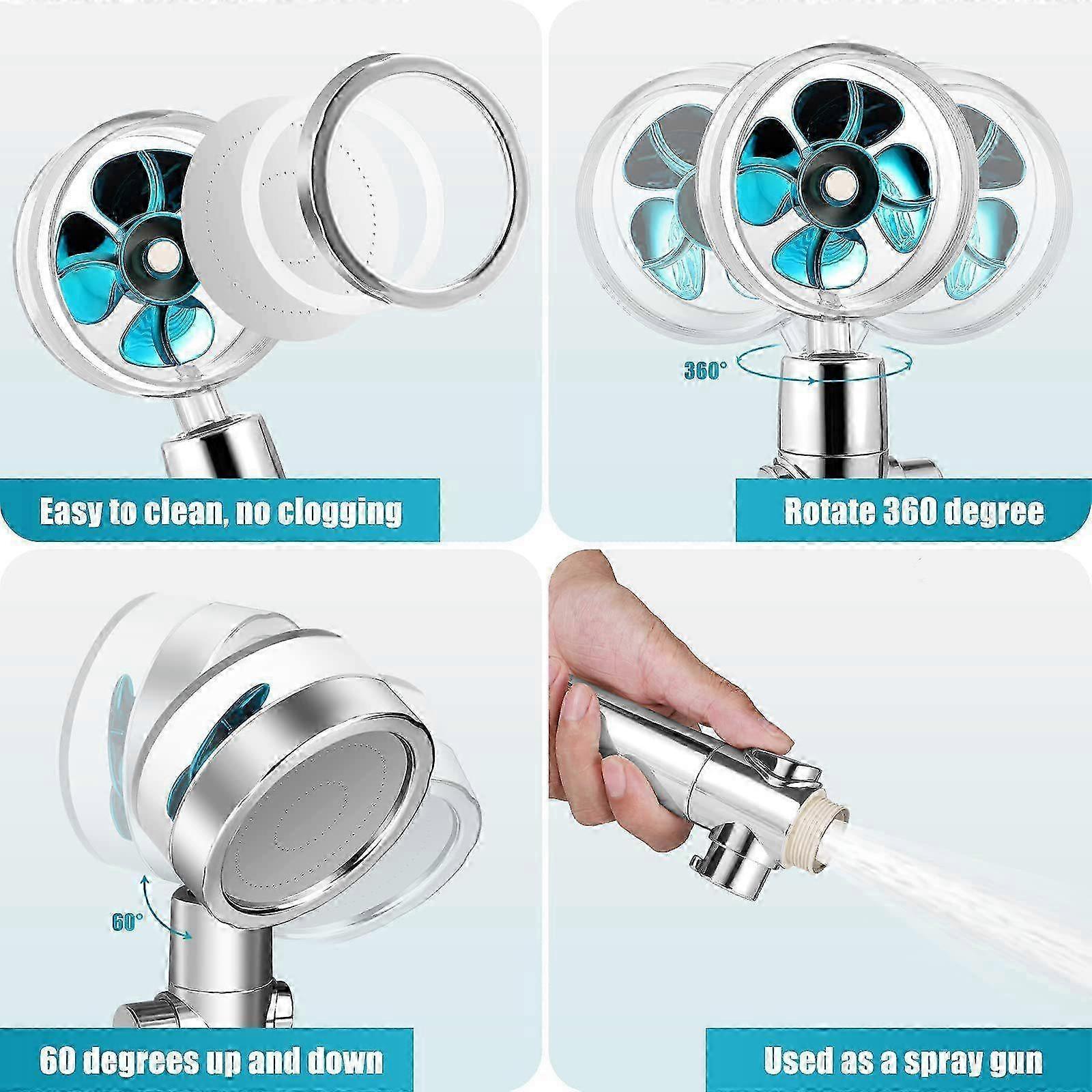 Rotating Propeller Shower Head with Filter, High Pressure & Water Saving V1263-JX-5178