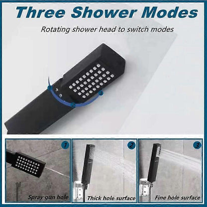 3 Modes High Pressure Shower Head with Hose, Black V1263-JX-5180