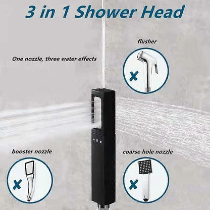 3 Modes High Pressure Shower Head with Hose, Black V1263-JX-5180