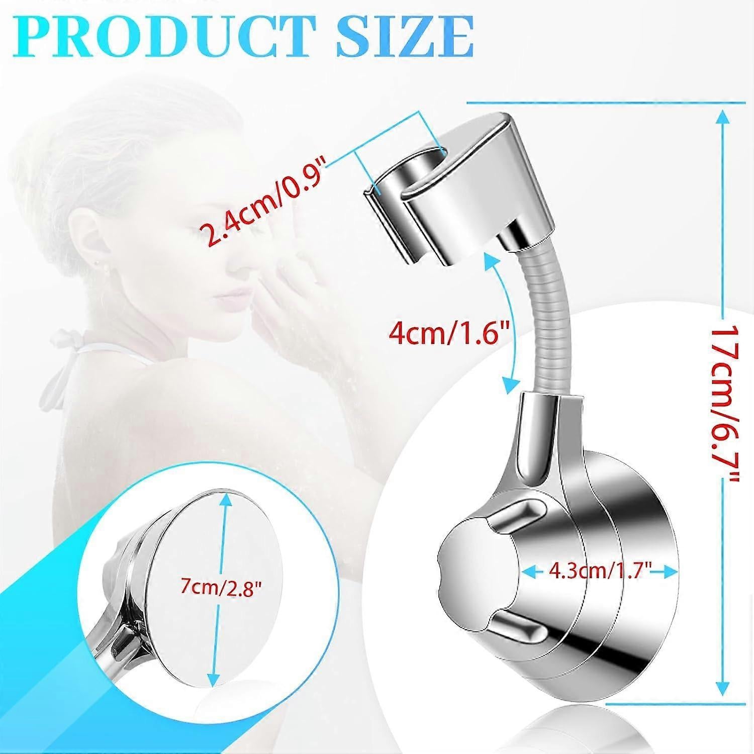 Silver Shower Head Holder, No Drill Wall Mount Bracket V1263-JX-5183