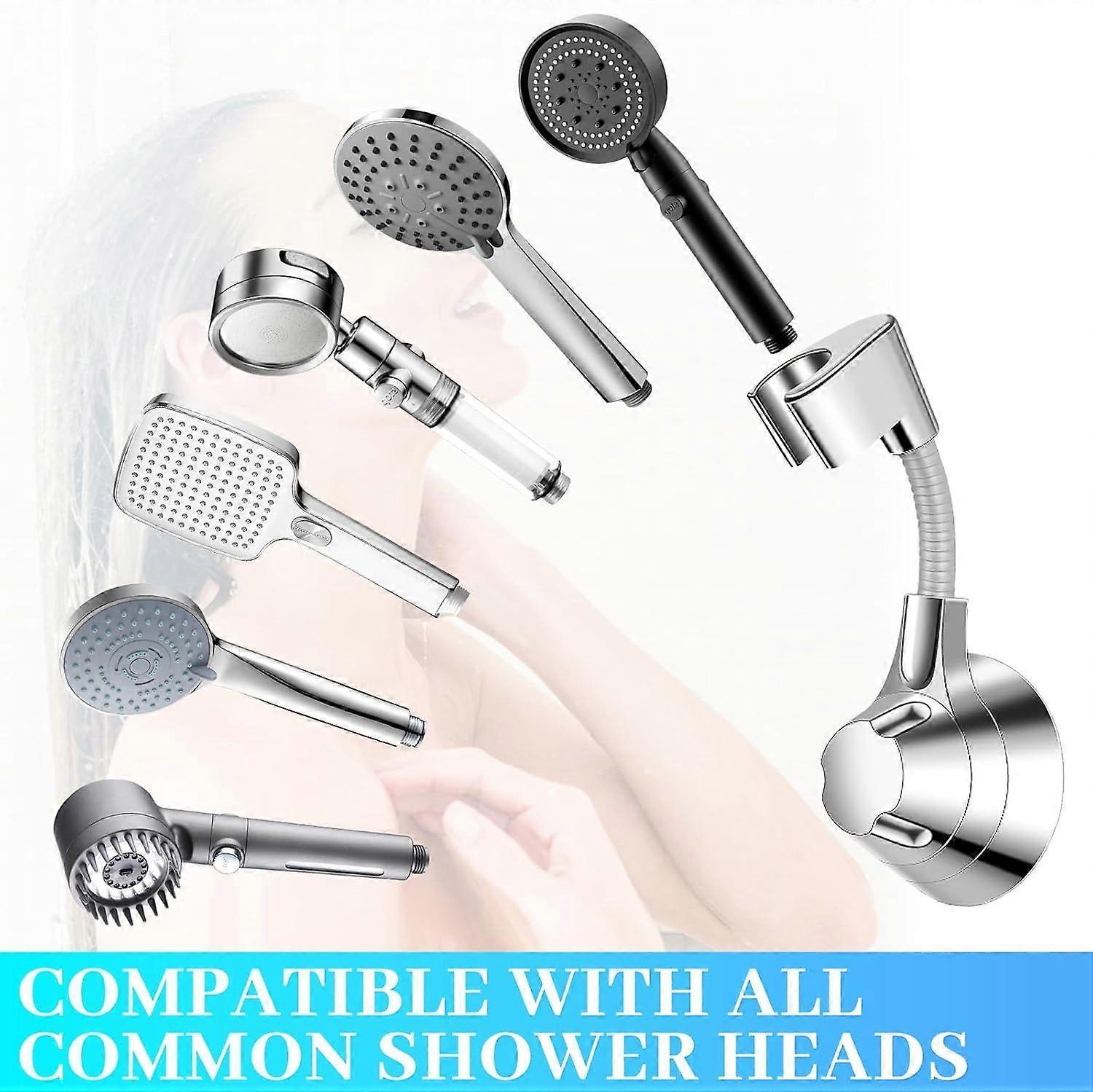 Silver Shower Head Holder, No Drill Wall Mount Bracket V1263-JX-5183