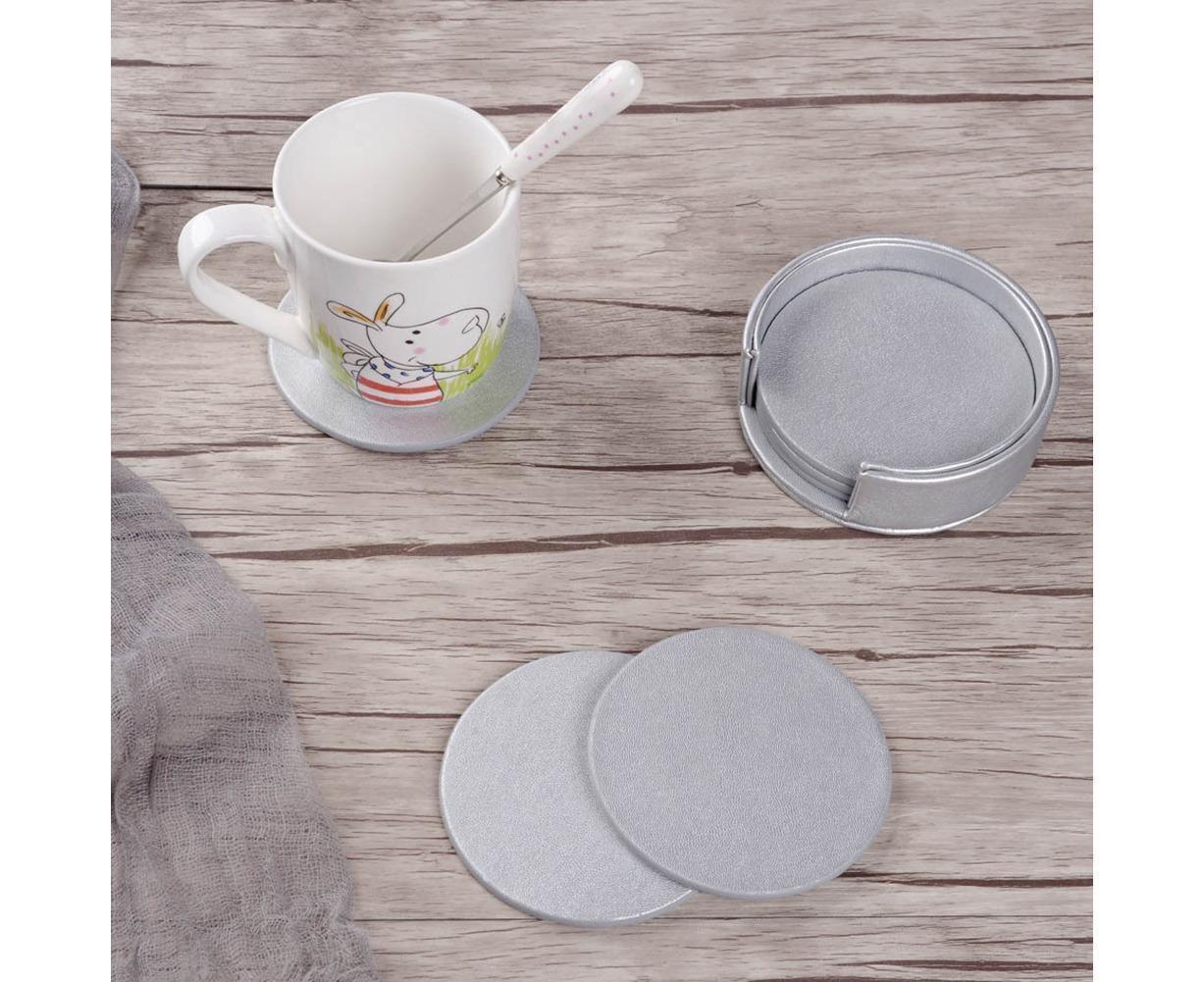 6Pcs Faux Leather Marble Coasters Cup Mat Pad Holder Placemat Dining Table Decor- G V1263-JX-519