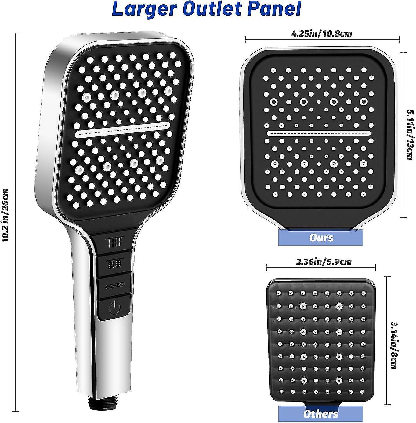 Square Handheld Shower Head, 7 Spray Modes, Adjustable Universal V1263-JX-5193