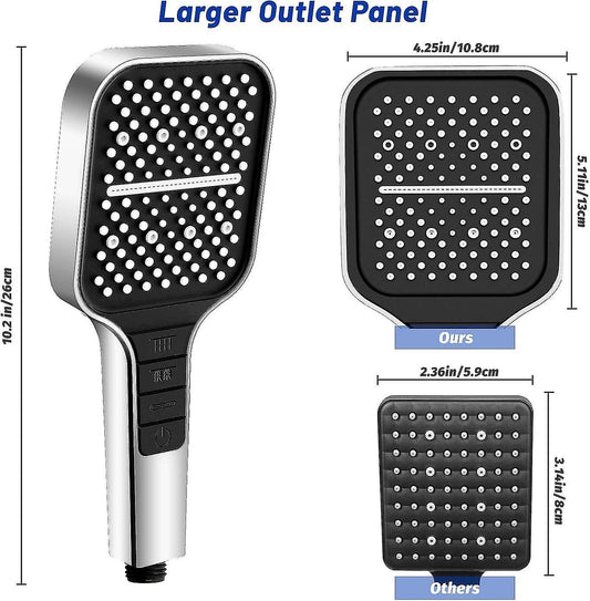 Square Handheld Shower Head, 7 Spray Modes, Adjustable Universal V1263-JX-5193