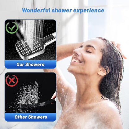 Square Handheld Shower Head, 7 Spray Modes, Adjustable Universal V1263-JX-5193