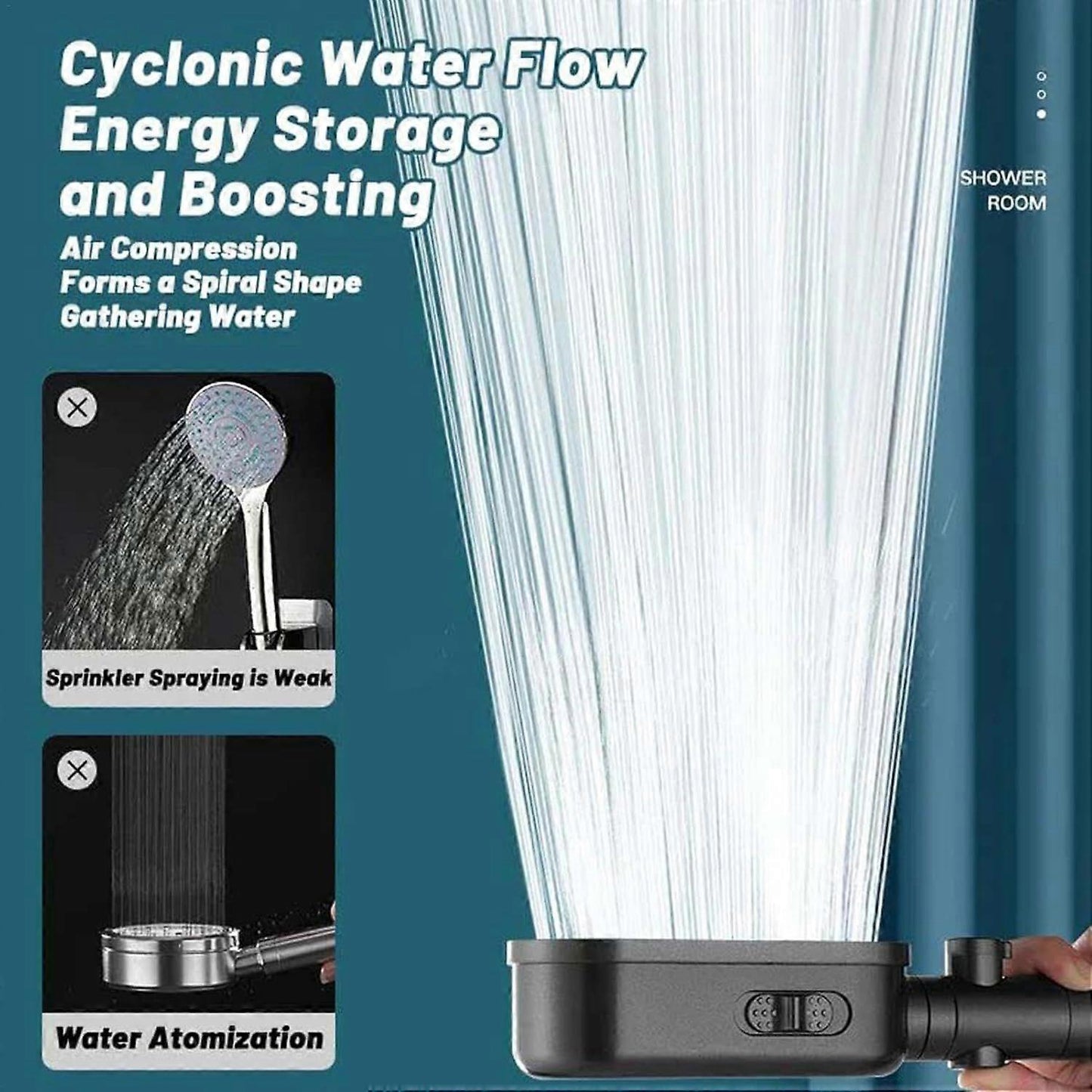 3 Modes Rain Shower Head, Handheld Pressure Boosting Sprinkler V1263-JX-5197