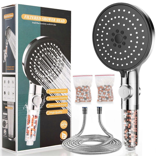 High Pressure Shower Head with Filter & 1.5M Hose, 6 Jet Types V1263-JX-5203