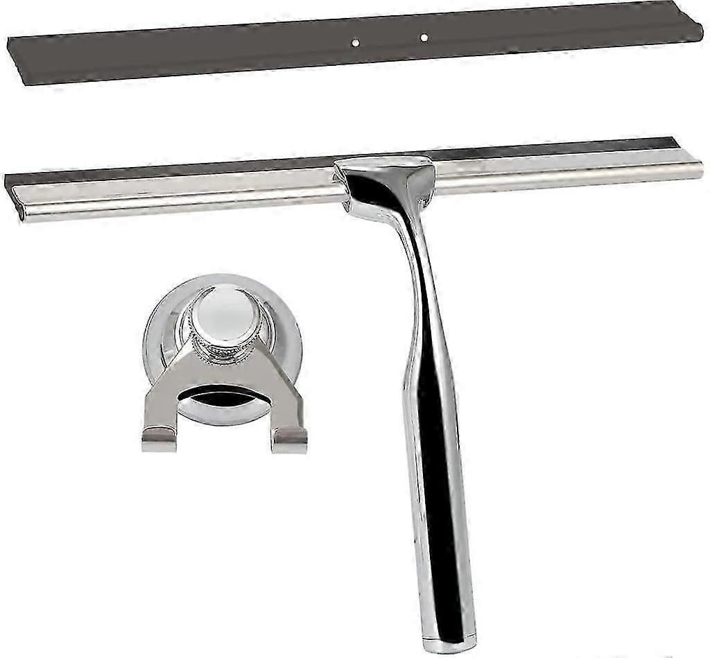 Stainless Steel Shower Squeegee with Wall Hanger, No Drill Glass/Window Wiper V1263-JX-5207