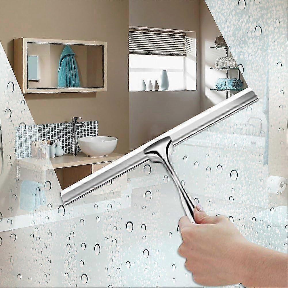 Stainless Steel Shower Squeegee with Wall Hanger, No Drill Glass/Window Wiper V1263-JX-5207