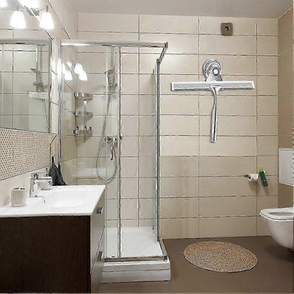 Stainless Steel Shower Squeegee with Wall Hanger, No Drill Glass/Window Wiper V1263-JX-5207