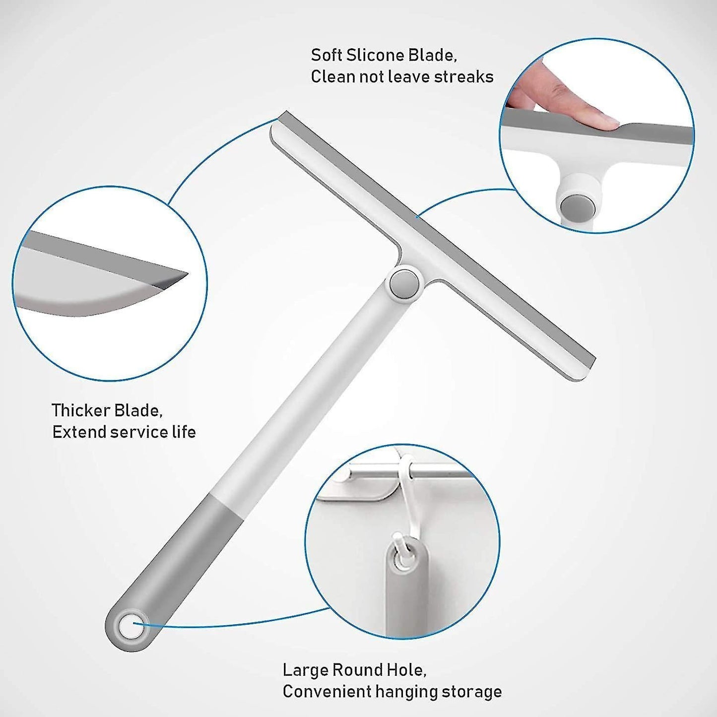Silicone Shower Squeegee with Rotating Handle for Bathroom/Window V1263-JX-5215